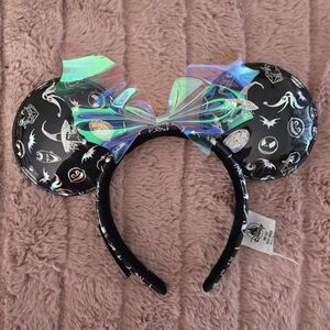 Black Mickey Mouse Ears Headband with Iridescent Bow
